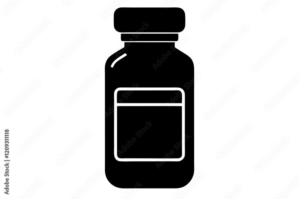 Vitamin Pill Bottle in Simple Lines Vitamin Pill Bottle in Simple Lines