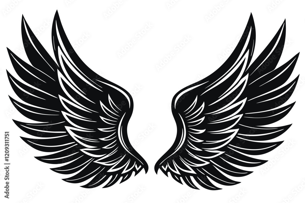 Fototapeta premium Graceful Guardian Angel Icon Vector Cherubic Charm Logo Vector Wings