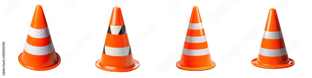 Stacked orange traffic cones used to mark off areas restrict access and guide traffic at roadwork construction sites Stacked orange traffic cones used to mark off areas restrict access and guide traffic at roadwork construction sites