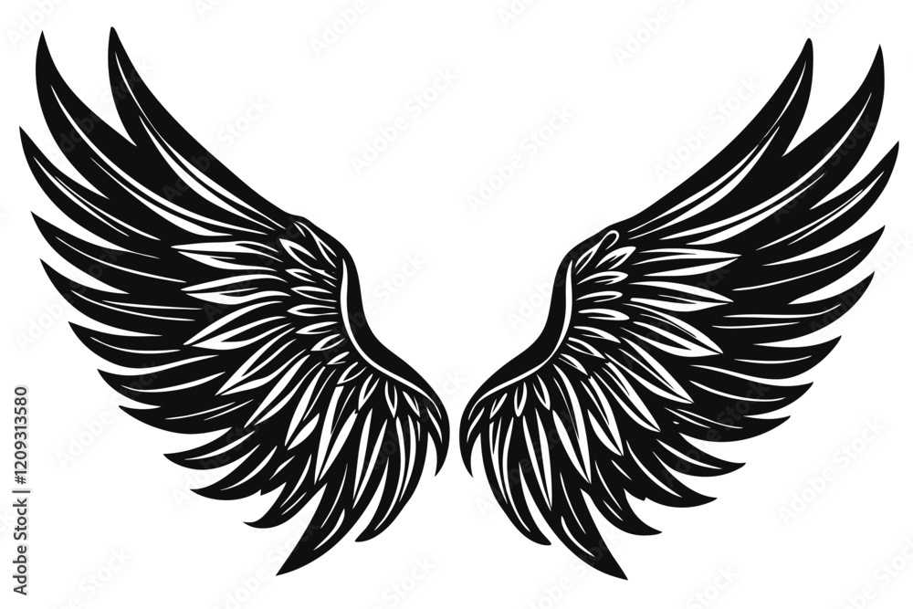 Fototapeta premium A Wings Silhouette black Vector isolated on a white background