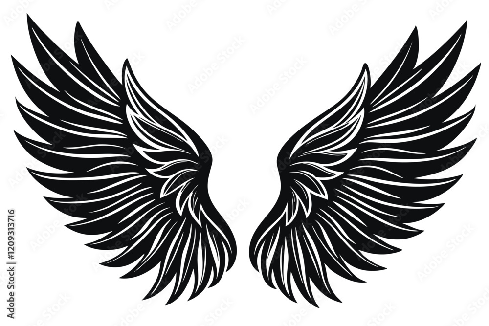 Fototapeta premium A Wings Silhouette black Vector isolated on a white background