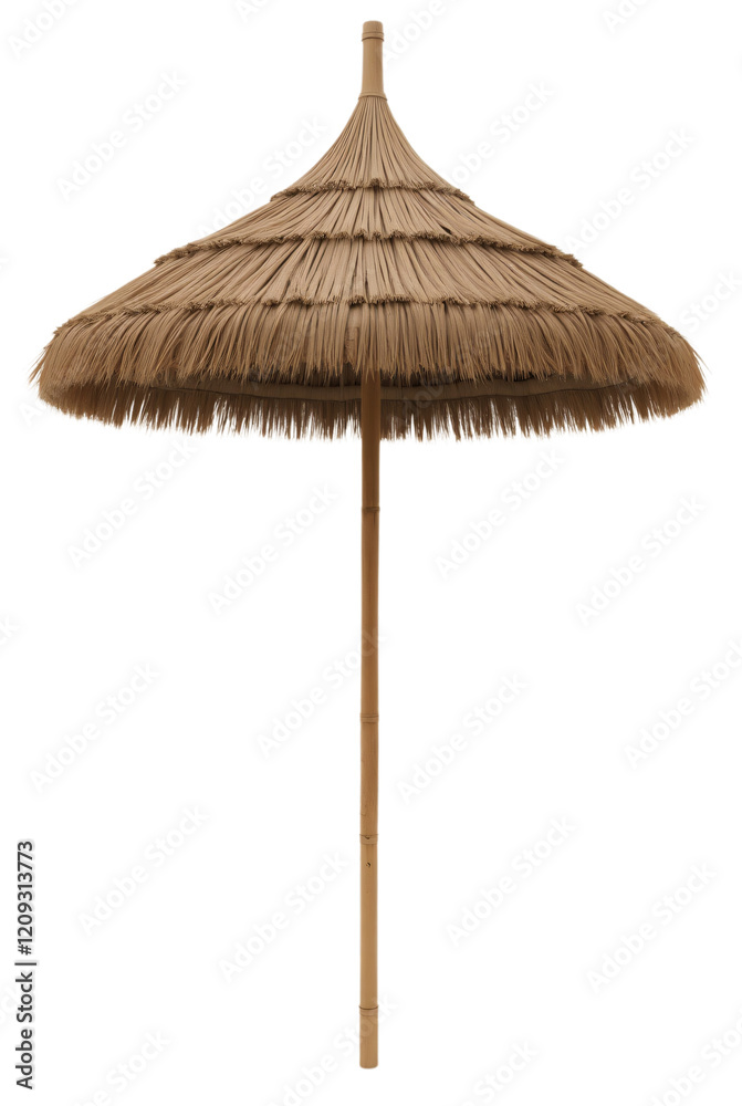 a traditional thatched umbrella, characterized by its broad, conical top made from natural straw or reed materials. a traditional thatched umbrella, characterized by its broad, conical top made from natural straw or reed materials.