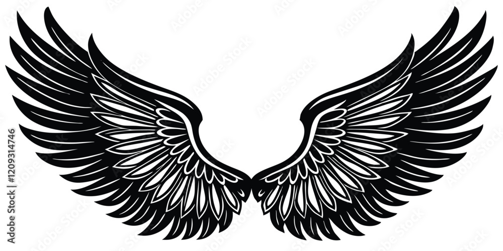 Fototapeta premium Wing Vector silhouette illustration black color