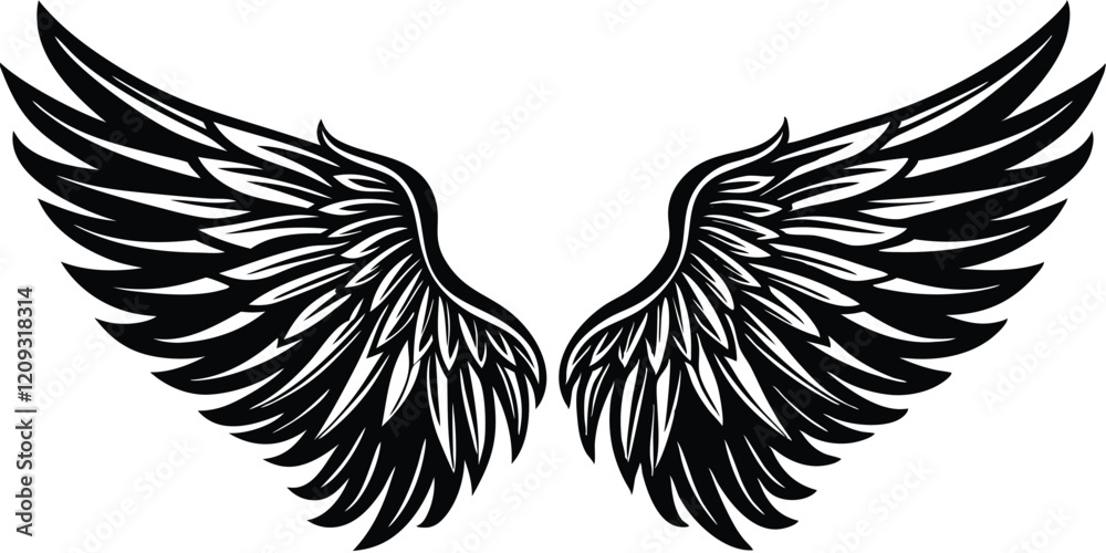 Obraz premium A Wings Silhouette black Vector