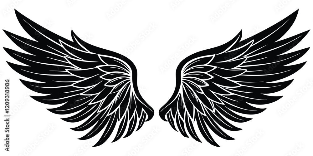 Obraz premium A Wings Silhouette black Vector