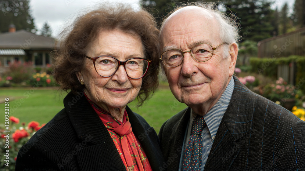 Retired couple embracing in their backyard home photography private garden close-up love Retired couple embracing in their backyard home photography private garden close-up love