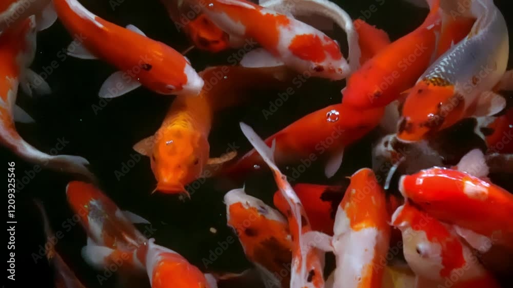 Koi fish swimming in a pond