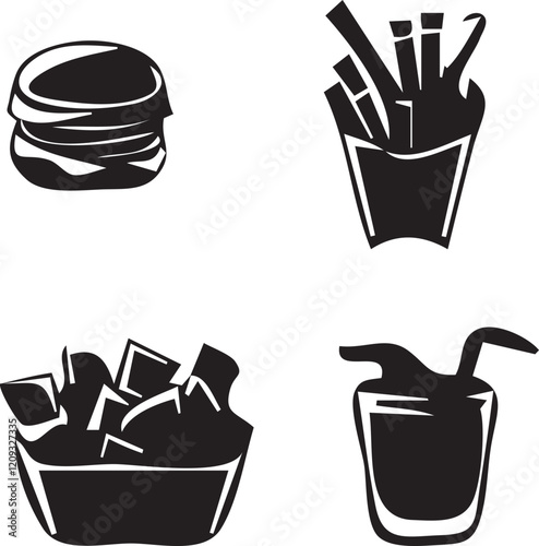 silhouette of clean fast food items