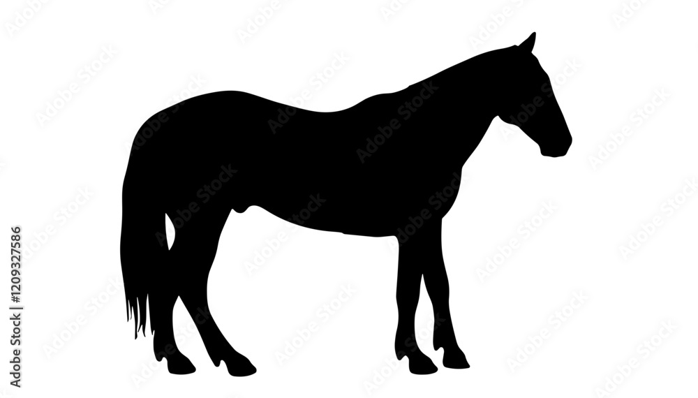 Obraz premium Silhouette of a standing horse against a white background