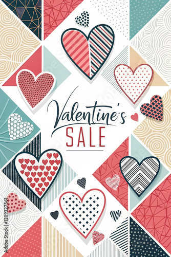 Valentine's sale featuring heart designs online shopping graphic art digital environment creative viewpoint ai generated concepts