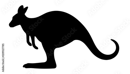 Kangaroo silhouette jumping against a plain background photo