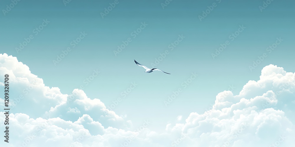 Negative Space Design of Clouds Encircling a Bird in Flight, Ideal for Nature-Inspired Backgrounds Negative Space Design of Clouds Encircling a Bird in Flight, Ideal for Nature-Inspired Backgrounds