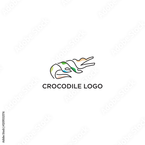 crocodile vector logo outline style