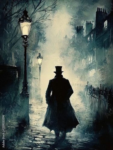 The haunting atmosphere of gaslit streets during the Ripper's reign photo