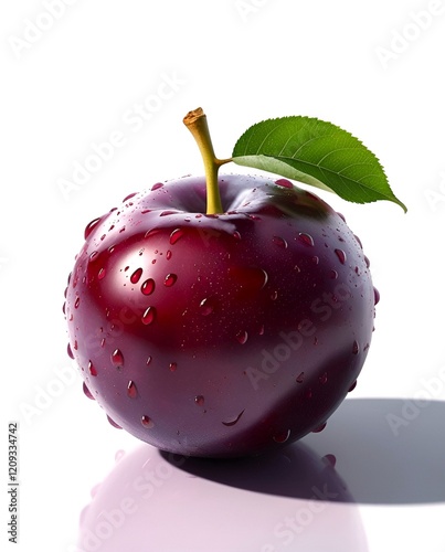 red plum with water drops