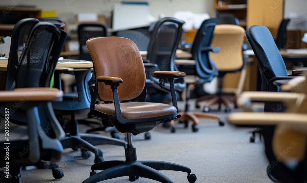 Fototapeta premium Office Chairs Arranged in a Room Ready for Use