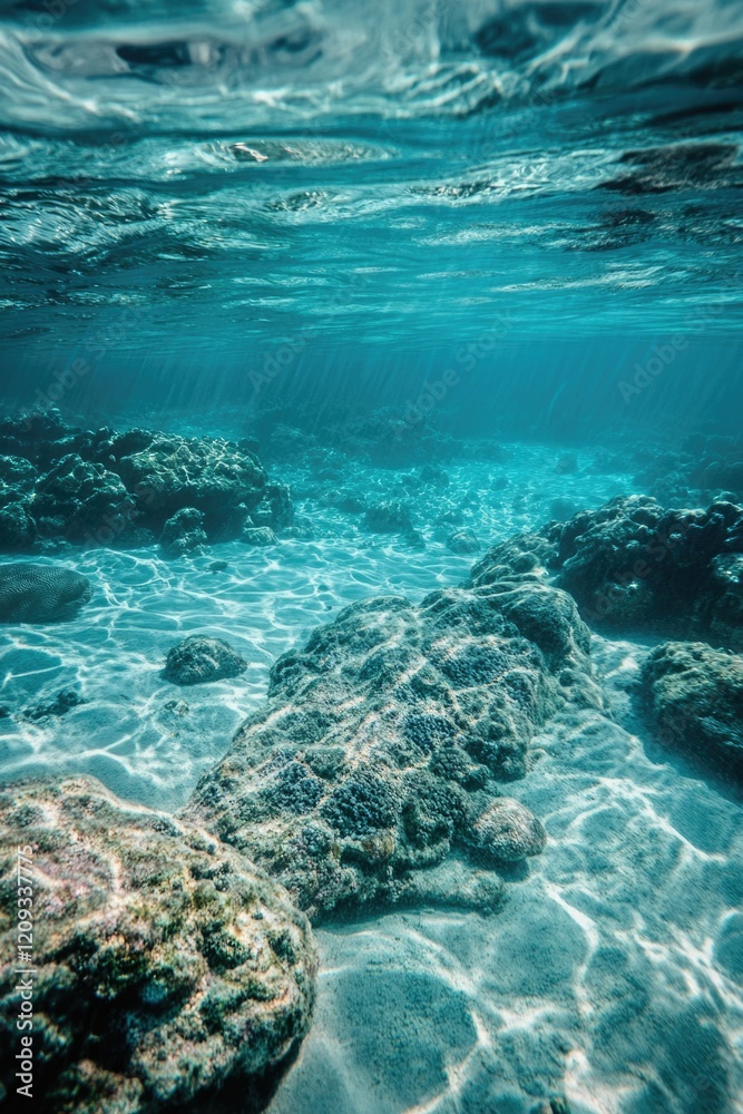 Fototapeta premium Clear Blue Water With Rocks