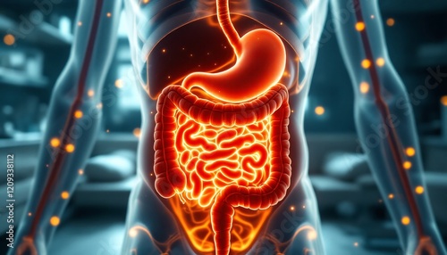 Wallpaper Mural Human Digestive System Anatomy: 3D Medical Illustration of Stomach and Intestines Torontodigital.ca