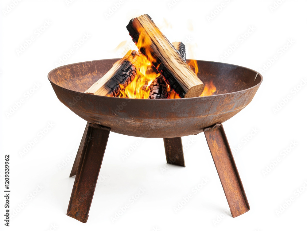 Fire pit with burning logs providing warmth and ambiance in a cozy outdoor setting during a cool evening Fire pit with burning logs providing warmth and ambiance in a cozy outdoor setting during a cool evening