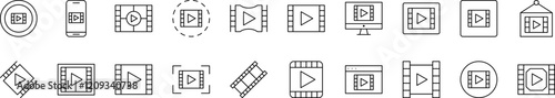 Video Tape Modern Outline Style Icons for Design, Cards, Apps, Social Networks