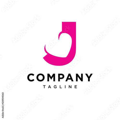 Letter J Love Valentine Logo Icon Vector