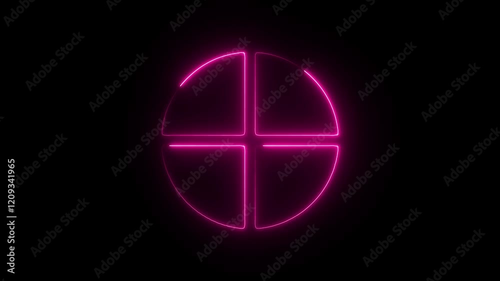 Glowing Neon Diagram Icon, Symbol of Data Visualization and Analytical Representation, HD Video Motion Graphic Animation on Black Background