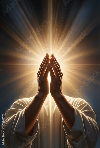 Wallpaper Mural Divine Hands in Prayer: Radiance and Sacred Power Torontodigital.ca