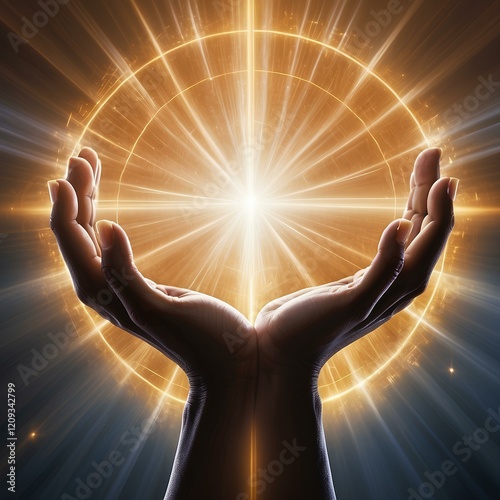 Wallpaper Mural Divine Hands in Prayer: Radiance and Sacred Power Torontodigital.ca