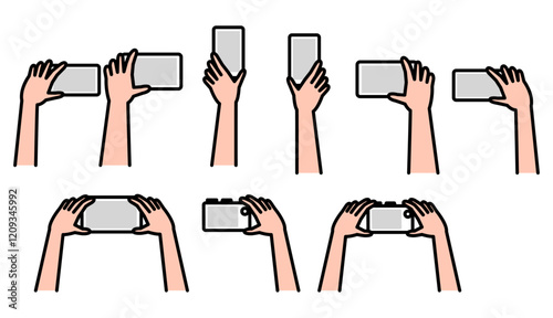 スマホやカメラを持つ手セット