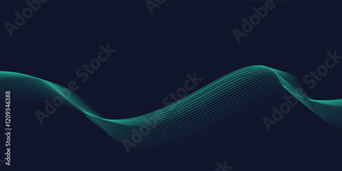 Abstract dark blue background with wave line pattern. Futuristic technology concept. Suit for banner, poster, cover, brochure, flyer.