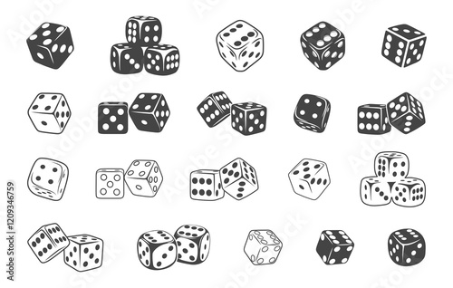 Dice svg, Dice silhouette, Dice outline, Gambling svg, Two dice svg, Dice icon, Ludo dice svg. Dice svg bundle.