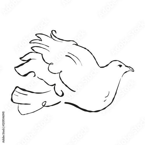  vector hand drawn celebration invitation graphic, cute cherub. Love line romantic dove