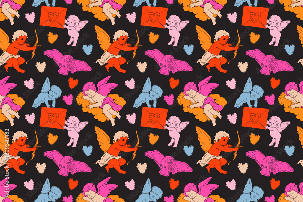 Valentine Day cherub doodle set, vector hand drawn love collection, cute cupid . Vector romantic coquettish scribble, ribbon bow arrow baby angel. Whimsical Valentine doodle Valentine Day cherub doodle set, vector hand drawn love collection, cute cupid . Vector romantic coquettish scribble, ribbon bow arrow baby angel. Whimsical Valentine doodle