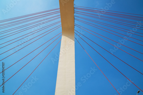 Partial close-up of the Bayi Bridge in Nanchang, Jiangxi Province, China on April 1, 2024