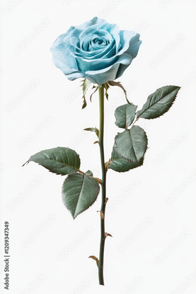 Fototapeta premium Blue Rose with Green Leaves