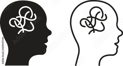 Set of mental state icons. Emotional support, Inspiration, Opportunity pictogram. Psychology therapy flat and outline signs. Intellectual Process symbols vectors isolated on transparent background.