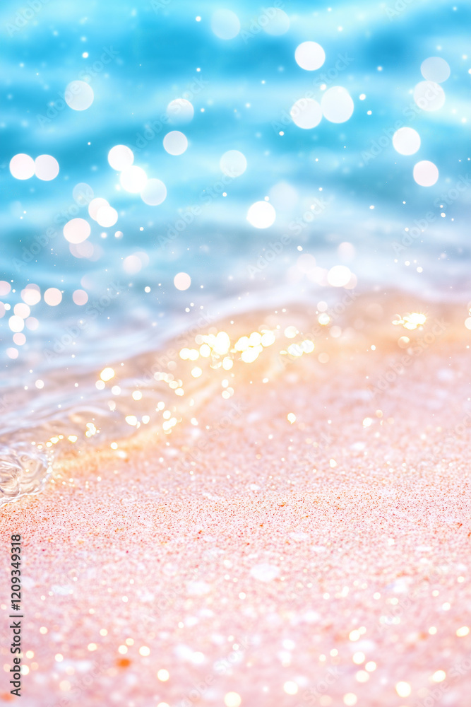 A beach with a blue ocean and a pink sand A beach with a blue ocean and a pink sand