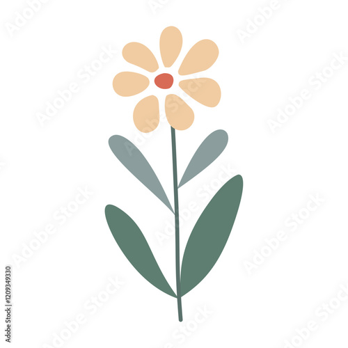 The flower is simple, cute, colorful. Vector illustration, isolated on white background