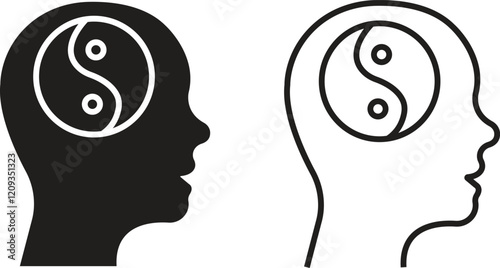 Set of mental state icons. Emotional support, Inspiration, Opportunity pictogram. Psychology therapy flat and outline signs. Intellectual Process symbols vectors isolated on transparent background.