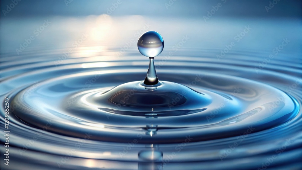 A Single Drop of Water Creating Perfect Concentric Ripples on a Calm Surface A Single Drop of Water Creating Perfect Concentric Ripples on a Calm Surface