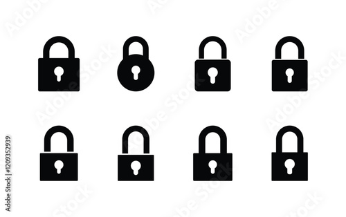 Set of padlock icon symbol vector on white background