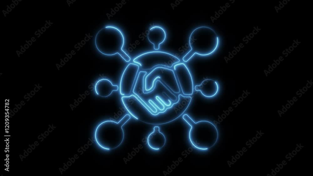 Glowing Neon Digital Collaboration Icon, Symbol of Teamwork and Online Connectivity, HD Video Motion Graphic Animation on Black Background Glowing Neon Digital Collaboration Icon, Symbol of Teamwork and Online Connectivity, HD Video Motion Graphic Animation on Black Background