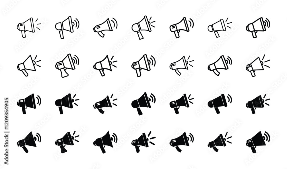 Fototapeta premium Set of megaphone icon symbol vector on white background