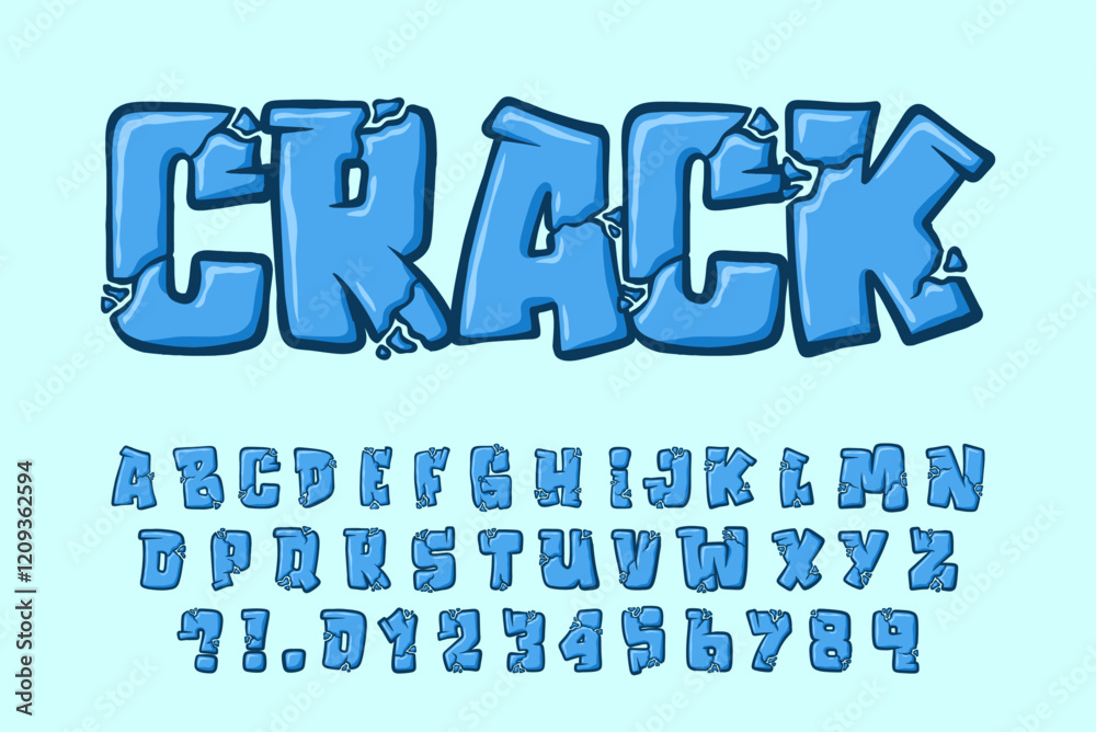 Alphabet Blue Crack Type Cartoon Vector