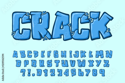 Alphabet Blue Crack Type Cartoon Vector