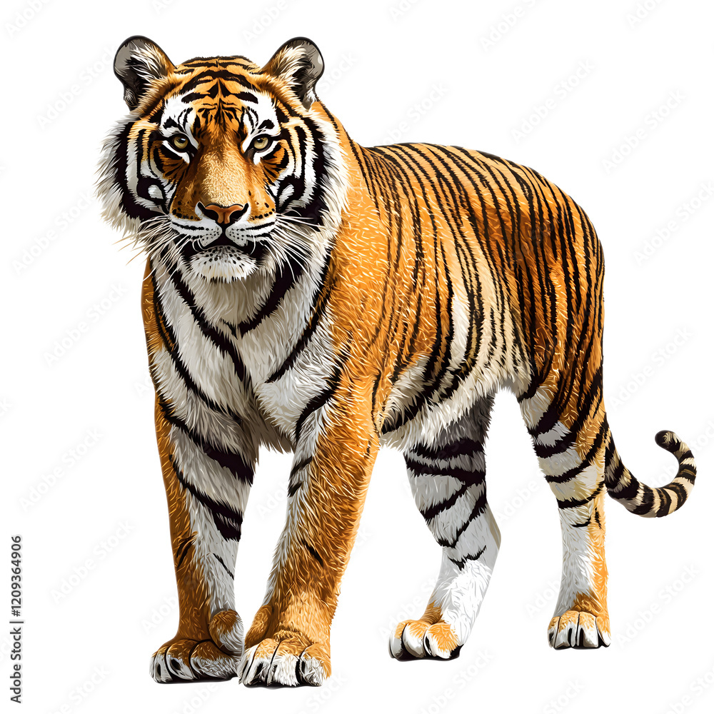 Obraz premium Majestic Sumatran Tiger Stalking Prey in Lush Jungle Habitat