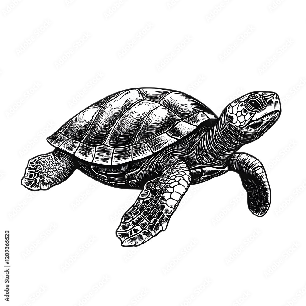 Fototapeta premium Tranquil sea turtle swimming in natural marine habitat