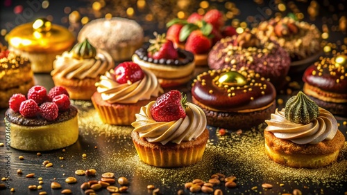 Delicious Baked Goods Decorated with Golden Sprinkles photo