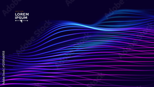 Abstract Background Waves of Dots and Weave Lines. Digital Network Connection Structure Technology Business Concept. Tech Science Presentation Backdrop Vector Illustration.