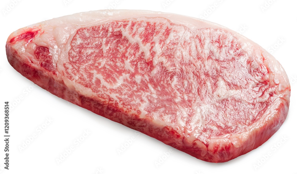 Rare Sliced Wagyu beef with marbled texture steak isolated on white background, Marbled meat texture of A5 Beef Marbling steak on white with clipping path. Rare Sliced Wagyu beef with marbled texture steak isolated on white background, Marbled meat texture of A5 Beef Marbling steak on white with clipping path.